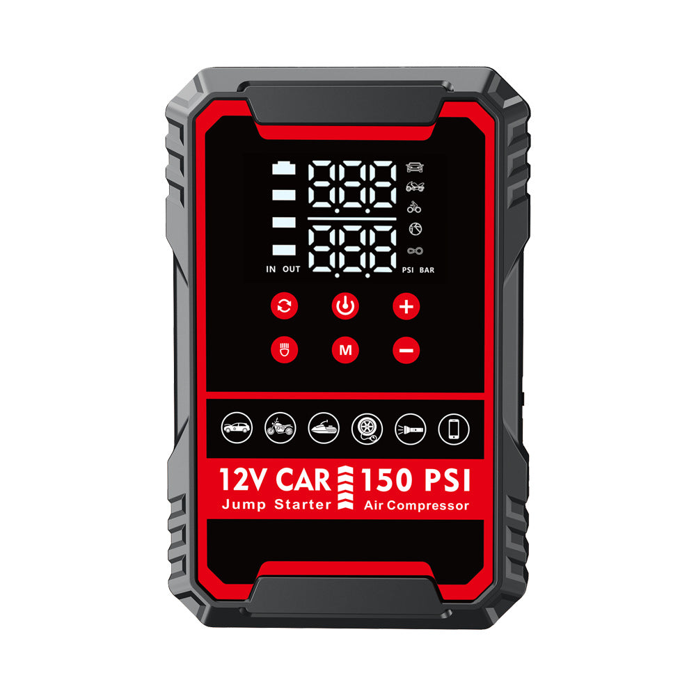4-in-1 Roadside Guardian – 3000A Jump Starter, Air Compressor, Power Bank & LED Flashlight