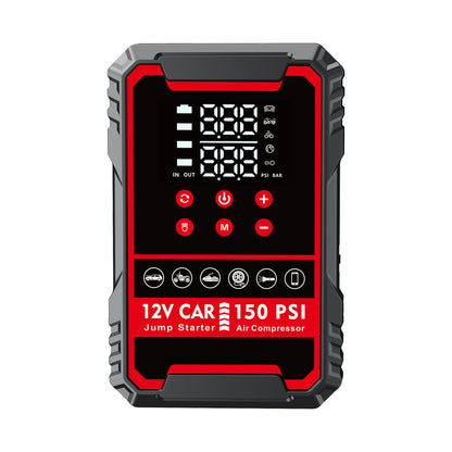 4-in-1 Roadside Guardian – 3000A Jump Starter, Air Compressor, Power Bank & LED Flashlight