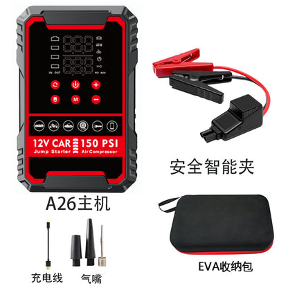 4-in-1 Roadside Guardian – 3000A Jump Starter, Air Compressor, Power Bank & LED Flashlight