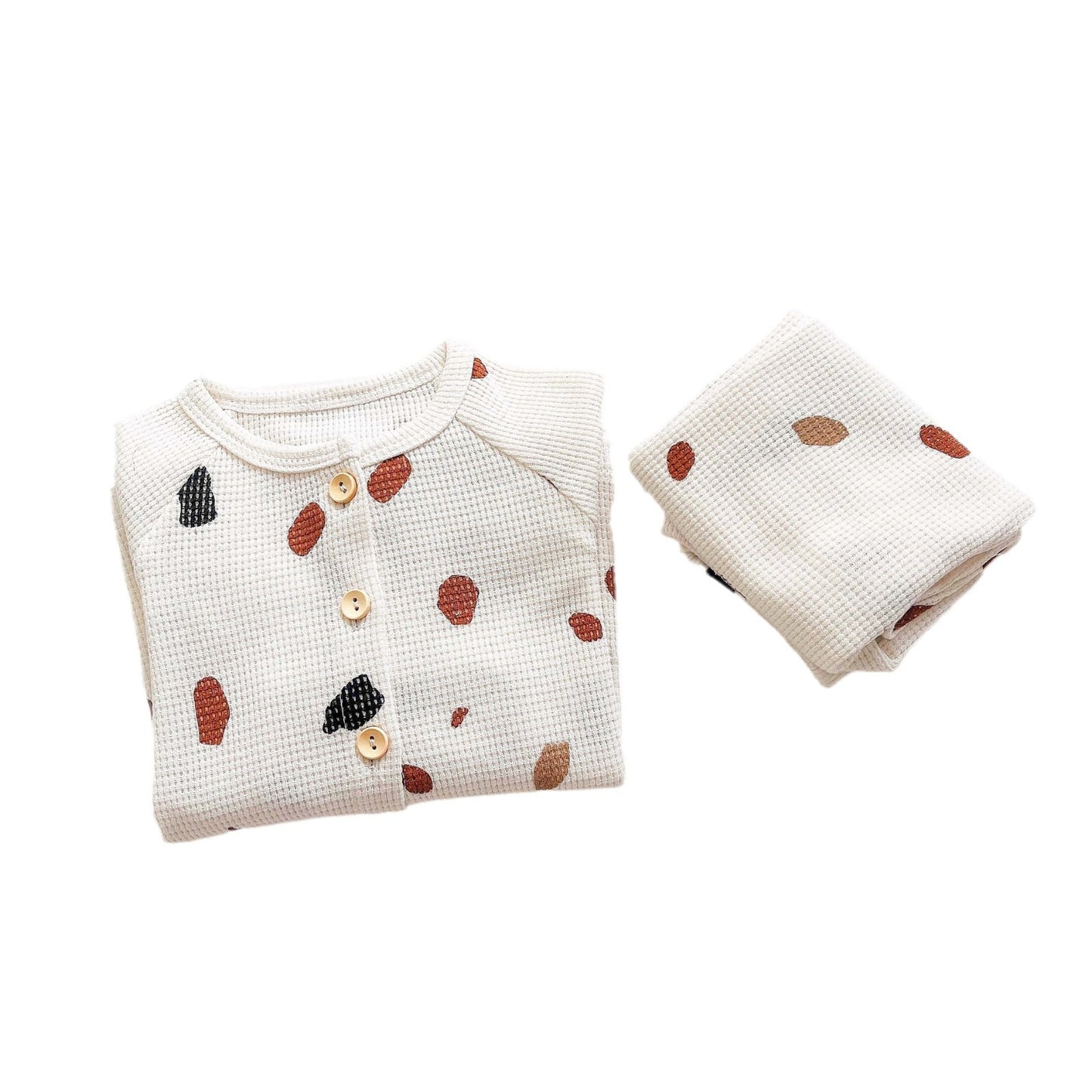 Baby Waffle Knit Lounge Set – Breathable 2-Piece Pajamas for Boys & Girls