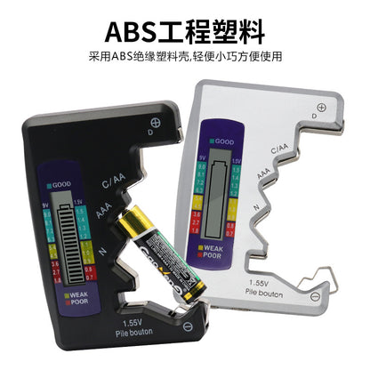 Universal Digital Battery Tester – LCD Display for AA, AAA, 9V, C, D & Button Cell Batteries