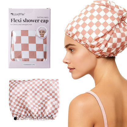 Premium Waterproof Shower Cap | Satin Lined & Non-Slip for All Hair Types