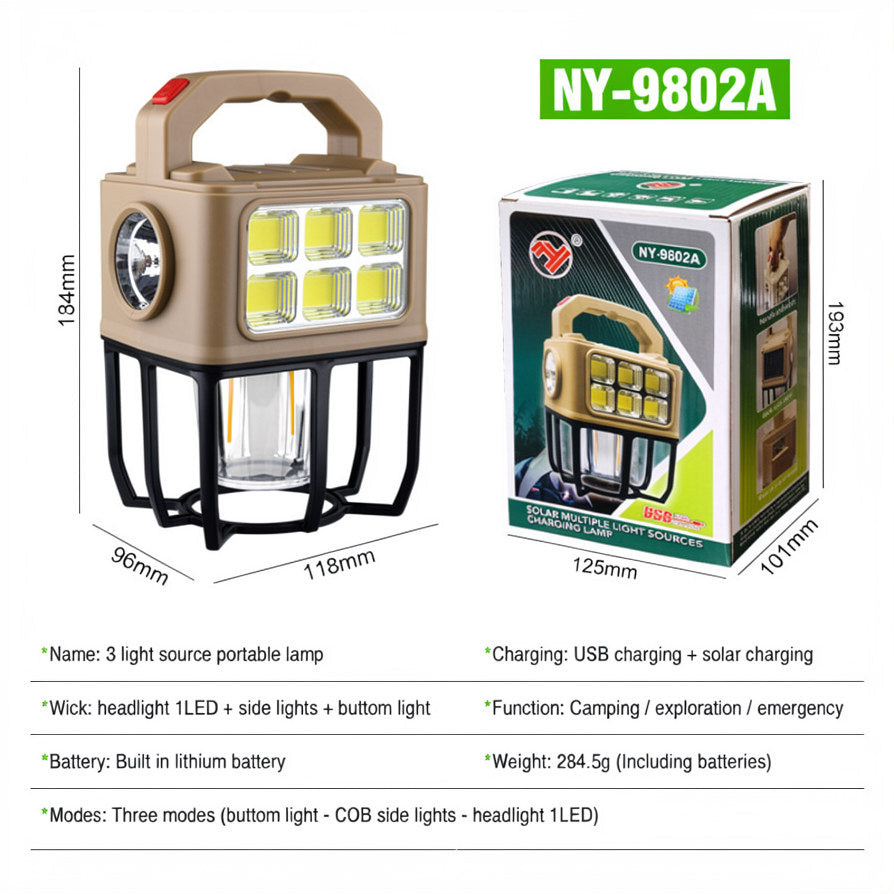 All-Terrain Searchlight | Solar & USB Rechargeable, IP44 Waterproof