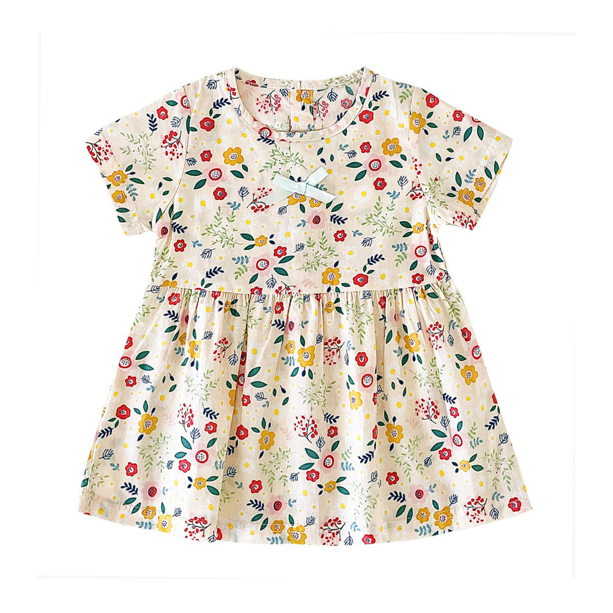 BloomBaby™ Puff Sleeve Baby Dress | Soft Cotton Floral Boutique Style