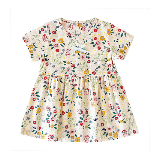 BloomBaby™ Puff Sleeve Baby Dress | Soft Cotton Floral Boutique Style