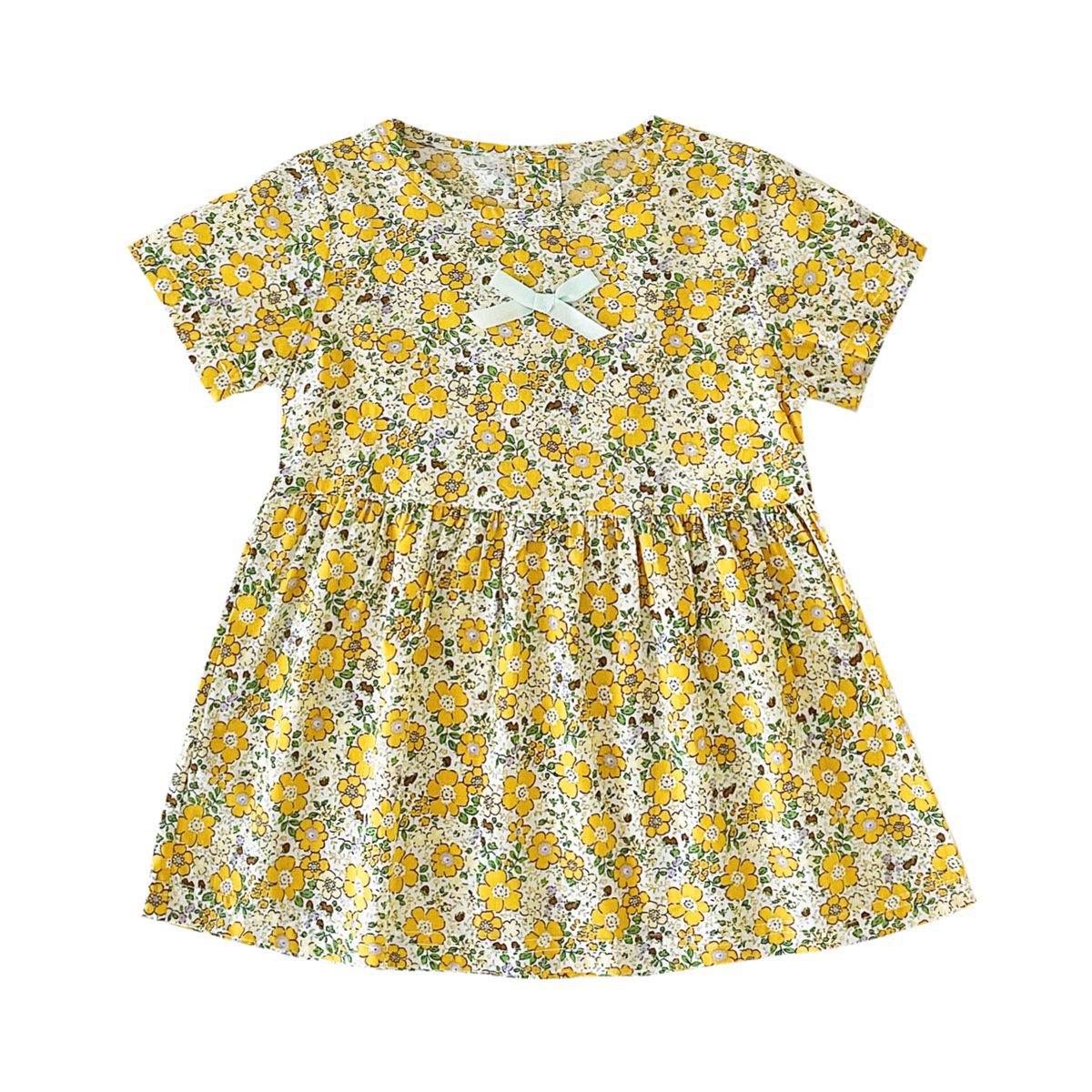BloomBaby™ Puff Sleeve Baby Dress | Soft Cotton Floral Boutique Style