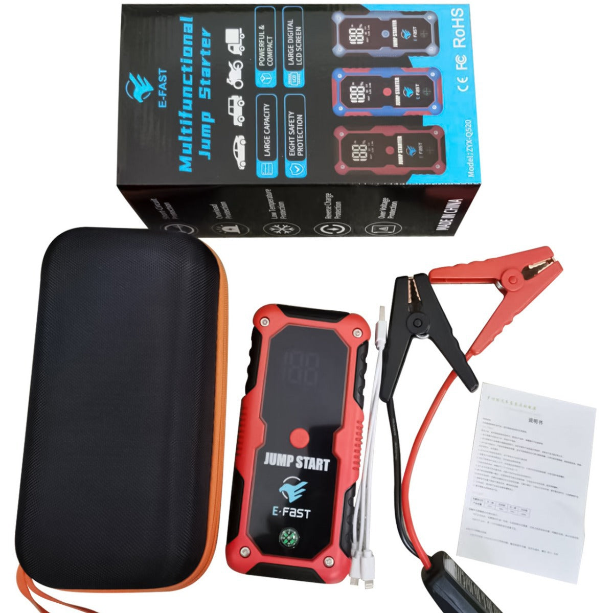 L36A Car Jump Starter – 2000A Peak 20,000mAh Portable Power Bank & Emergency Rescue Kit