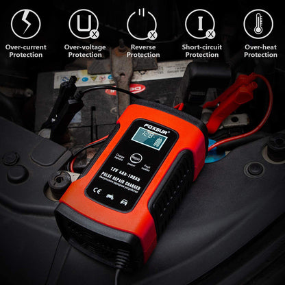 Professional Smart Battery Charger & Maintainer – 5A Intelligent LCD Lead-Acid Charging System