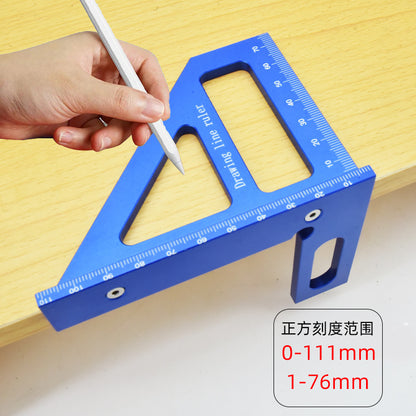 Precision Aluminum Alloy Miter Triangle Ruler – Professional Woodworking Square Protractor (Metric & Imperial)
