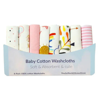 Ultra-Soft Cotton Baby Towel Set (5/8pcs) - Adorable Animal Prints