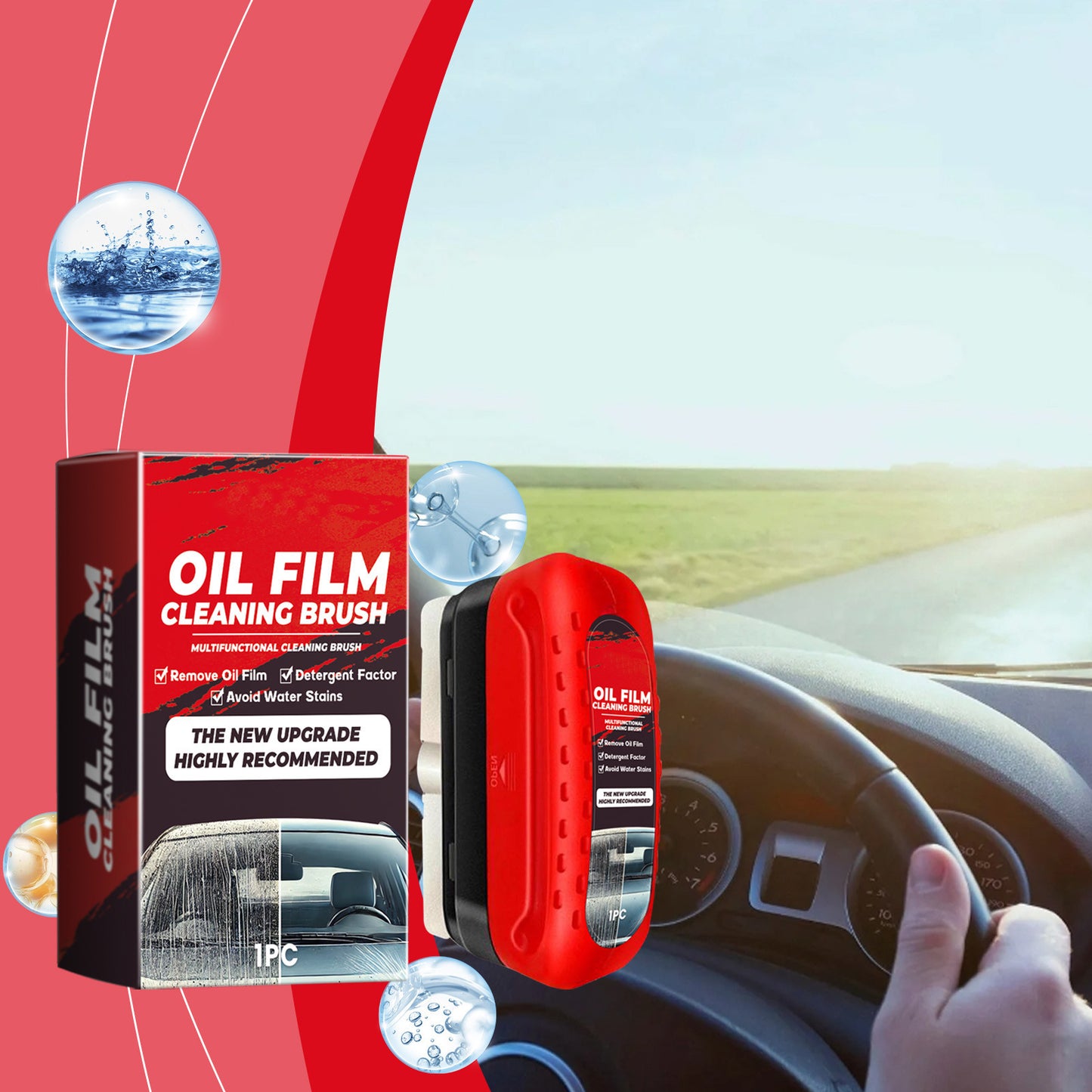 2-in-1 Car Glass Cleaner & Oil Film Remover Brush