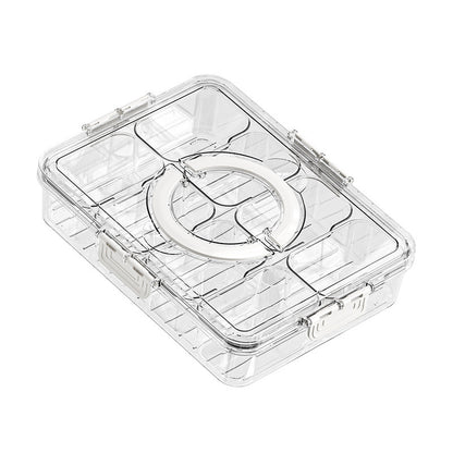Clear Divided Serving Tray | Multi-Compartment Fridge Organizer with Lid