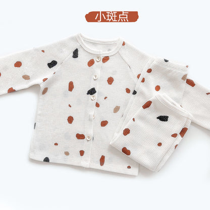 Baby Waffle Knit Lounge Set – Breathable 2-Piece Pajamas for Boys & Girls