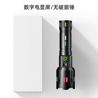 White Laser Tactical Flashlight – 6000LM Super Bright | Digital Battery Display & USB Power Bank