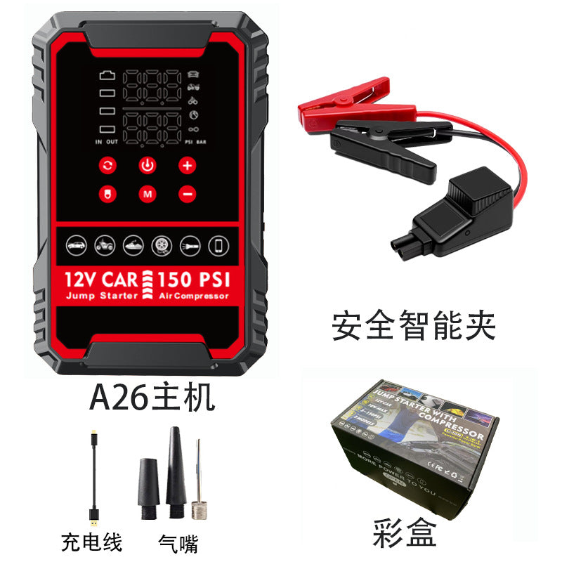 4-in-1 Roadside Guardian – 3000A Jump Starter, Air Compressor, Power Bank & LED Flashlight