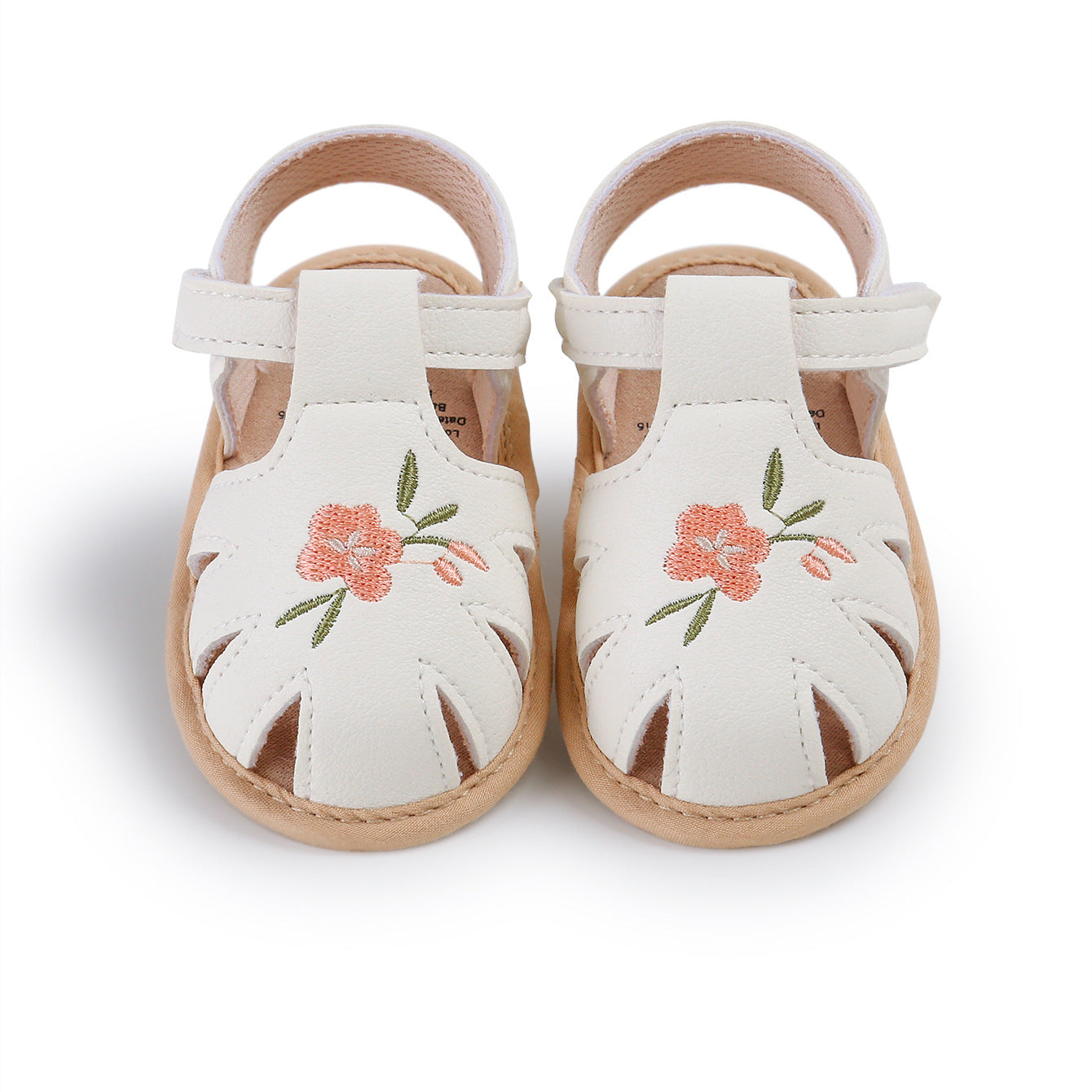 Floral Embroidery Baby Sandals – Soft Sole First Walkers for Girls