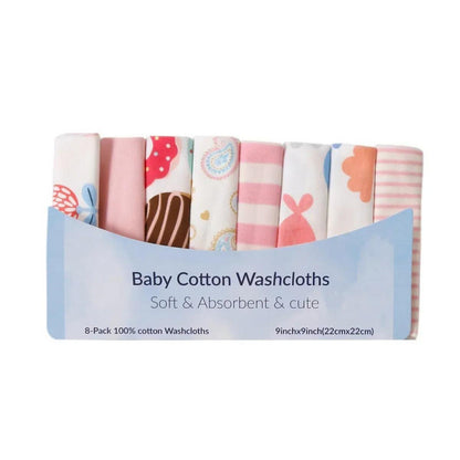 Ultra-Soft Cotton Baby Towel Set (5/8pcs) - Adorable Animal Prints