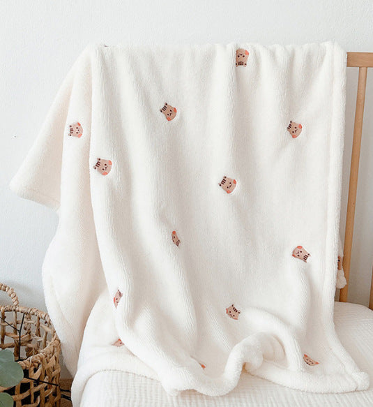 ✨ Ultra-Soft Bear Print Baby Blanket - Premium Cotton Coral Fleece