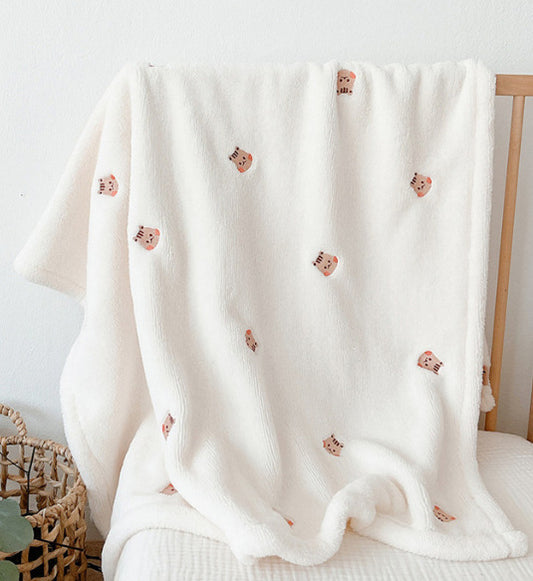 ✨ Ultra-Soft Bear Print Baby Blanket - Premium Cotton Coral Fleece