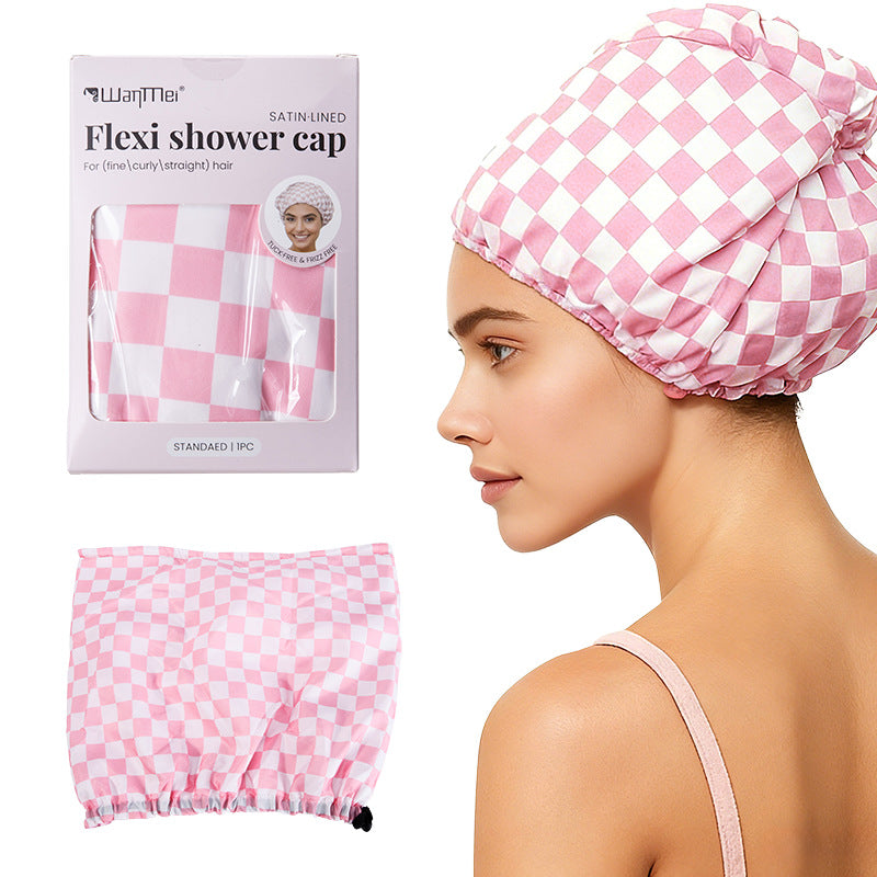 Premium Waterproof Shower Cap | Satin Lined & Non-Slip for All Hair Types