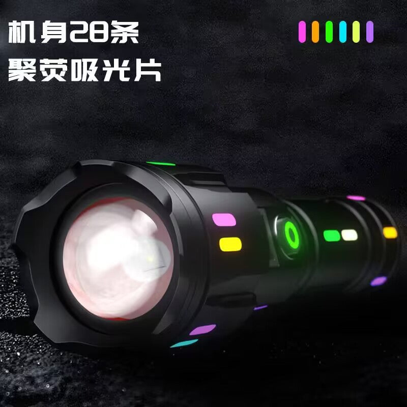 White Laser Tactical Flashlight – 6000LM Super Bright | Digital Battery Display & USB Power Bank