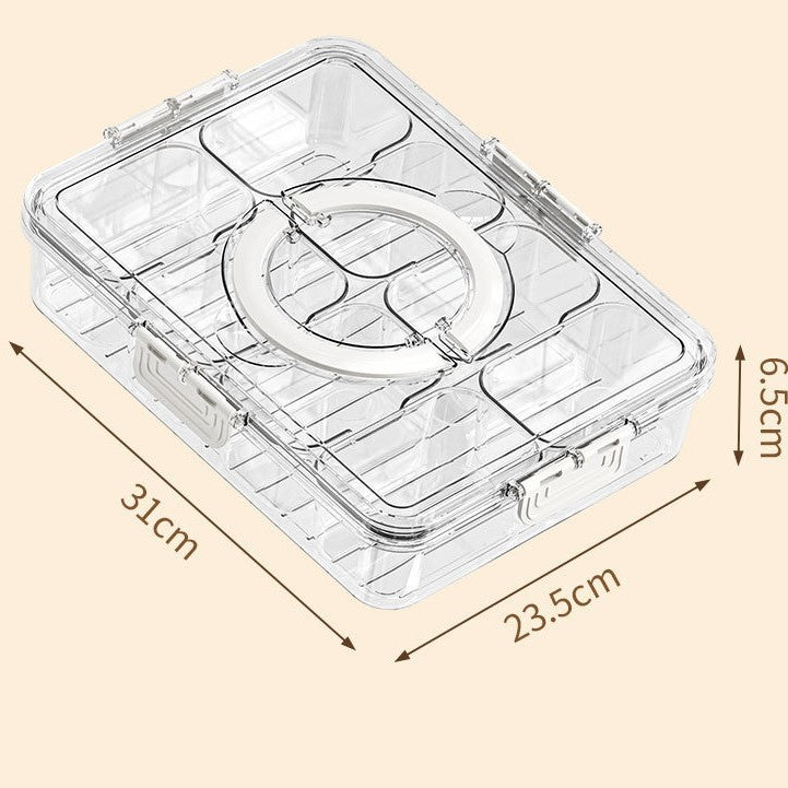 Clear Divided Serving Tray | Multi-Compartment Fridge Organizer with Lid