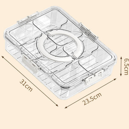 Clear Divided Serving Tray | Multi-Compartment Fridge Organizer with Lid