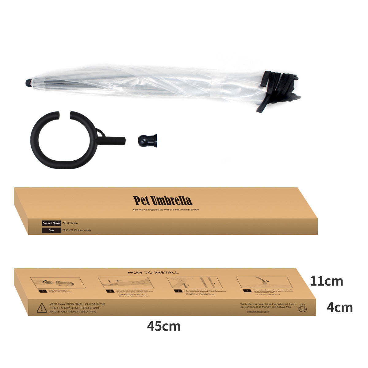 2-in-1 Pet Umbrella & Leash | Transparent Rain Cover for Dogs & Cats
