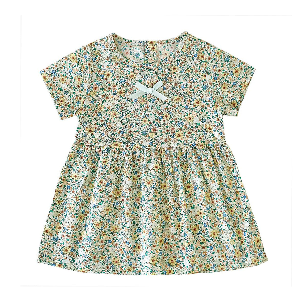 BloomBaby™ Puff Sleeve Baby Dress | Soft Cotton Floral Boutique Style