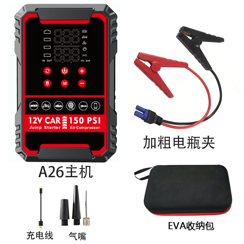 4-in-1 Roadside Guardian – 3000A Jump Starter, Air Compressor, Power Bank & LED Flashlight