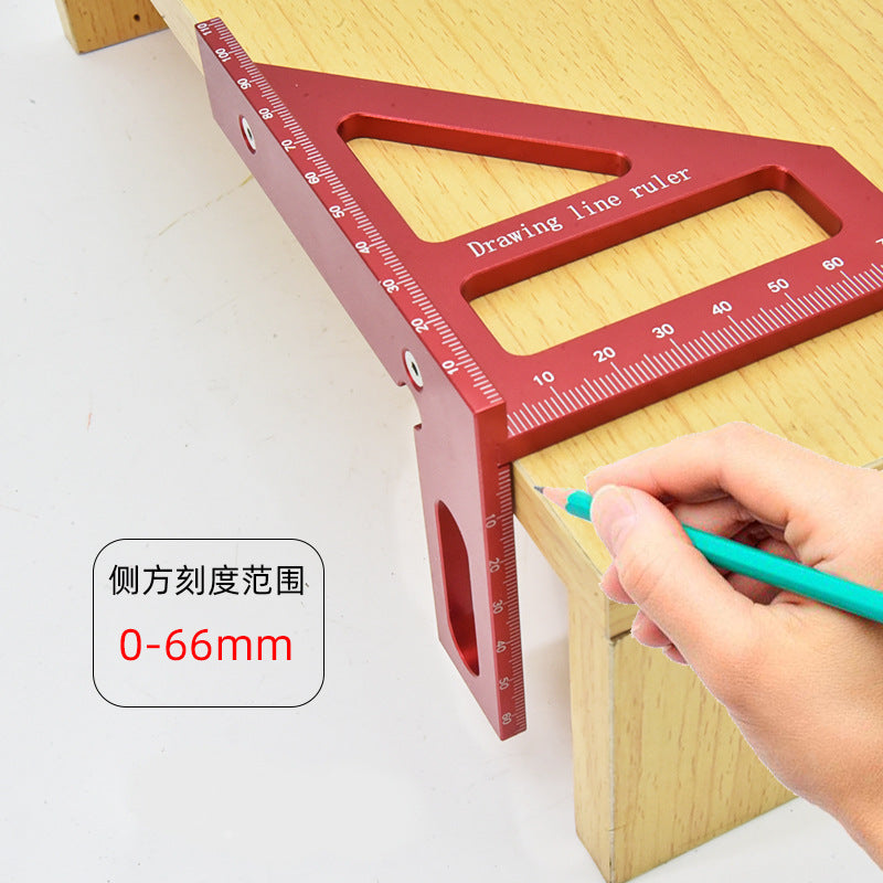 Precision Aluminum Alloy Miter Triangle Ruler – Professional Woodworking Square Protractor (Metric & Imperial)