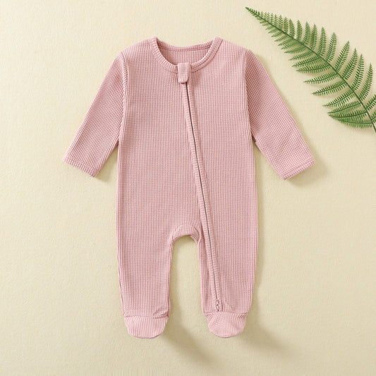 100% Cotton Newborn Baby Zipper Footies – Breathable Footed Romper (3M–12M)