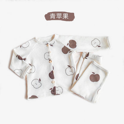 Baby Waffle Knit Lounge Set – Breathable 2-Piece Pajamas for Boys & Girls