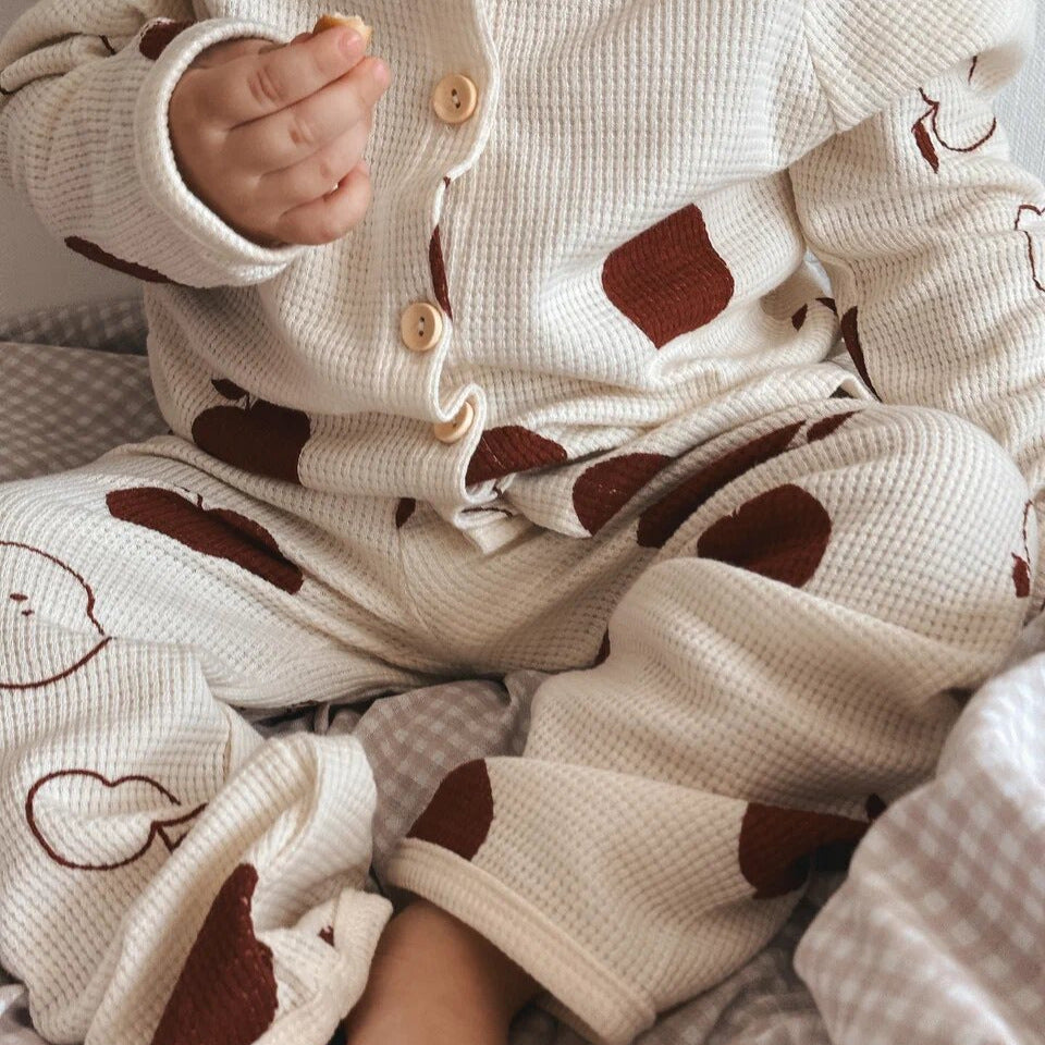 Baby Waffle Knit Lounge Set – Breathable 2-Piece Pajamas for Boys & Girls