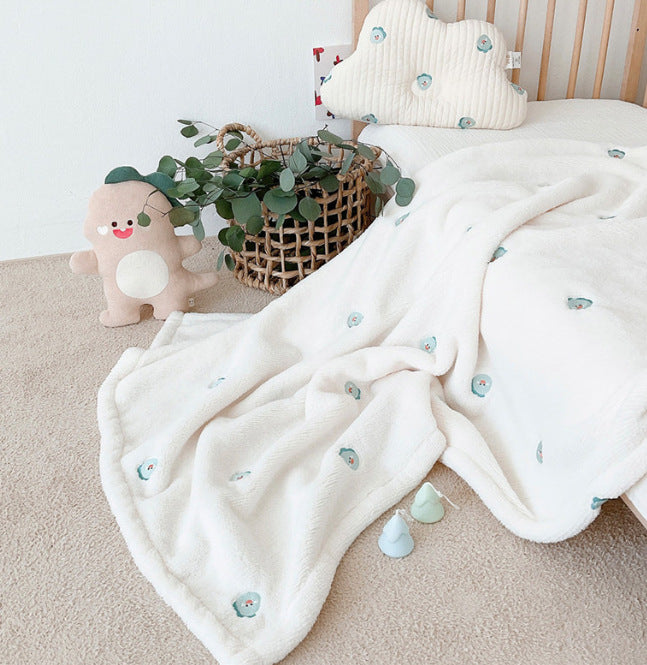 ✨ Ultra-Soft Bear Print Baby Blanket - Premium Cotton Coral Fleece