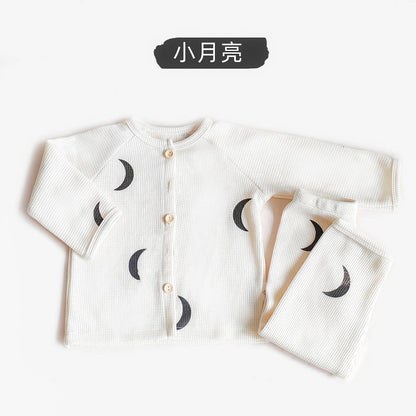 Baby Waffle Knit Lounge Set – Breathable 2-Piece Pajamas for Boys & Girls