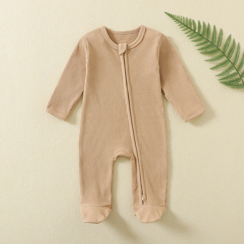 100% Cotton Newborn Baby Zipper Footies – Breathable Footed Romper (3M–12M)