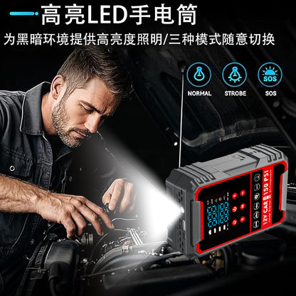 4-in-1 Roadside Guardian – 3000A Jump Starter, Air Compressor, Power Bank & LED Flashlight