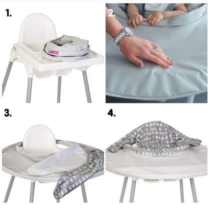CloudSnuggle™ Mess-Free Baby Feeding Mat | High Chair Table Cover & Floor Protector for Toddler Self-Feeding