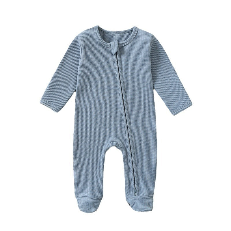 100% Cotton Newborn Baby Zipper Footies – Breathable Footed Romper (3M–12M)