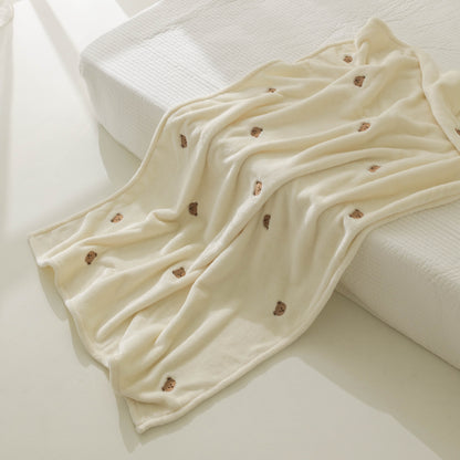 ✨ Ultra-Soft Bear Print Baby Blanket - Premium Cotton Coral Fleece