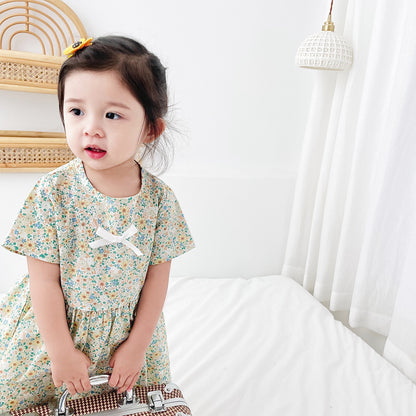 BloomBaby™ Puff Sleeve Baby Dress | Soft Cotton Floral Boutique Style