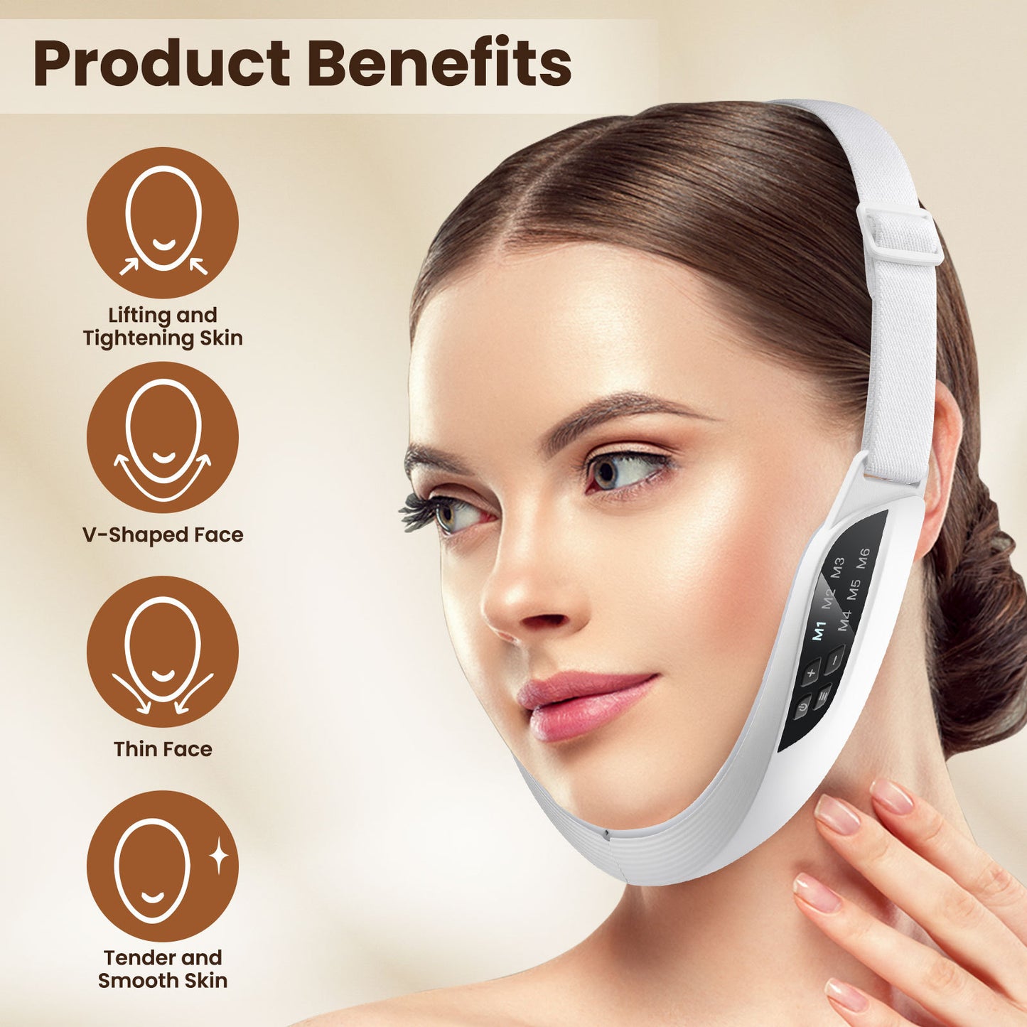 Double Chin Eraser & V-Face Lifter | EMS Facial Massage Belt with LED