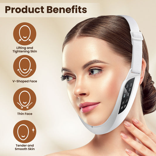 Double Chin Eraser & V-Face Lifter | EMS Facial Massage Belt with LED