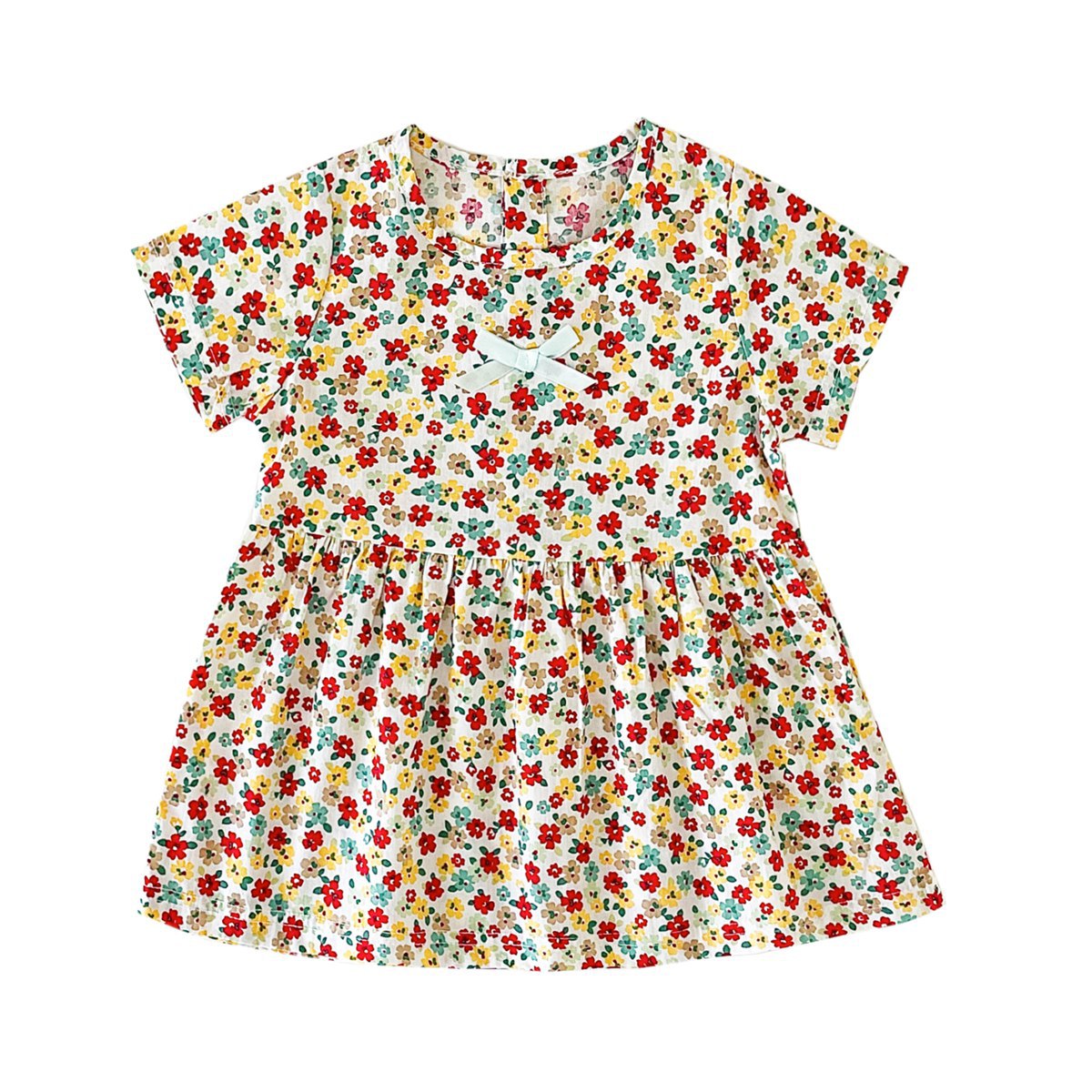 BloomBaby™ Puff Sleeve Baby Dress | Soft Cotton Floral Boutique Style