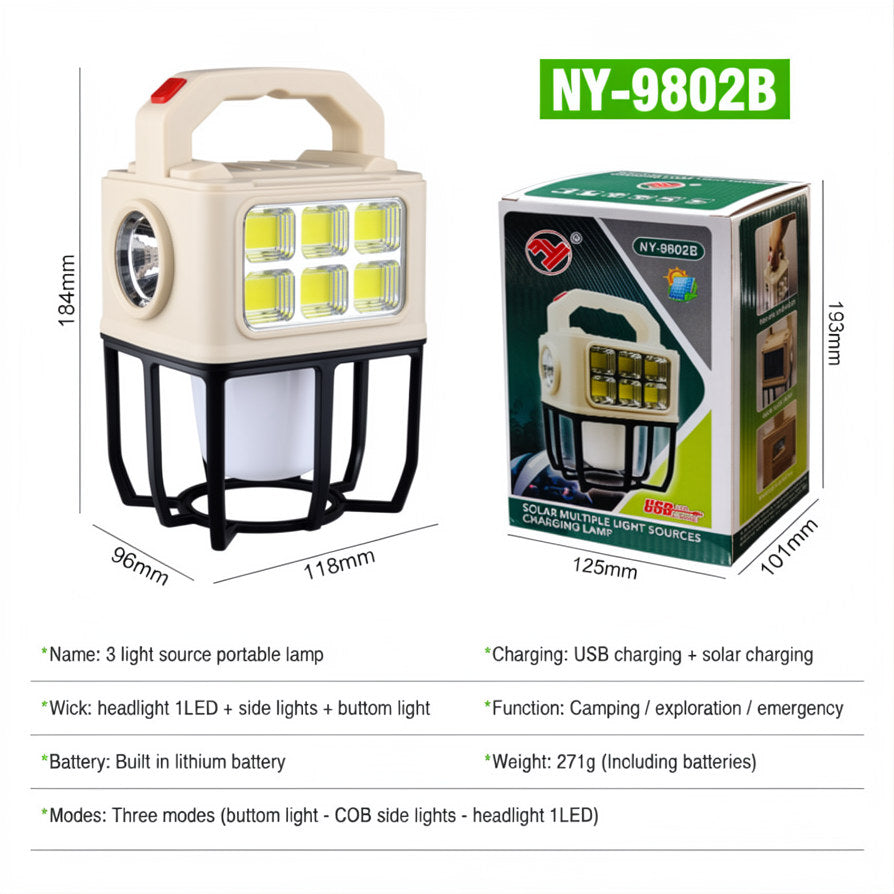 All-Terrain Searchlight | Solar & USB Rechargeable, IP44 Waterproof