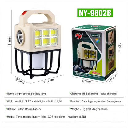 All-Terrain Searchlight | Solar & USB Rechargeable, IP44 Waterproof