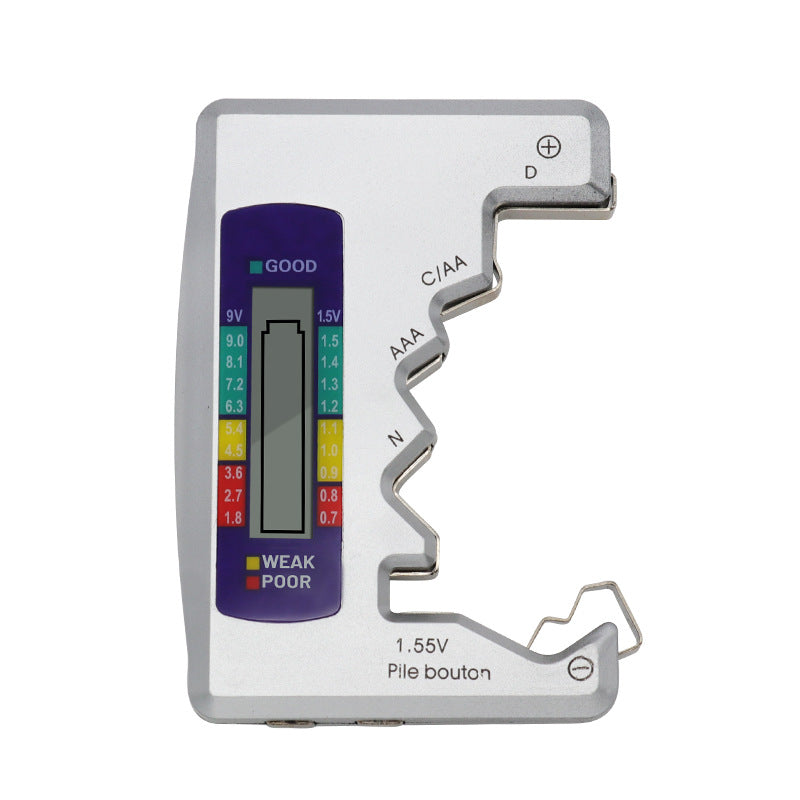 Universal Digital Battery Tester – LCD Display for AA, AAA, 9V, C, D & Button Cell Batteries