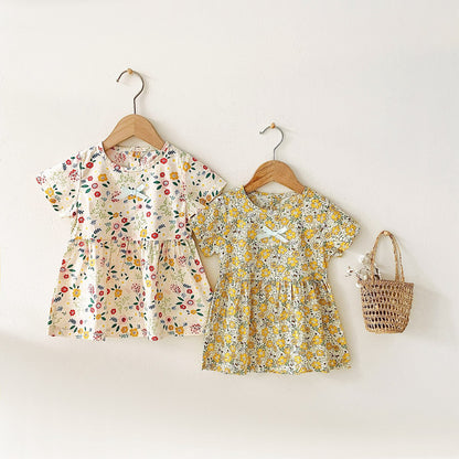 BloomBaby™ Puff Sleeve Baby Dress | Soft Cotton Floral Boutique Style