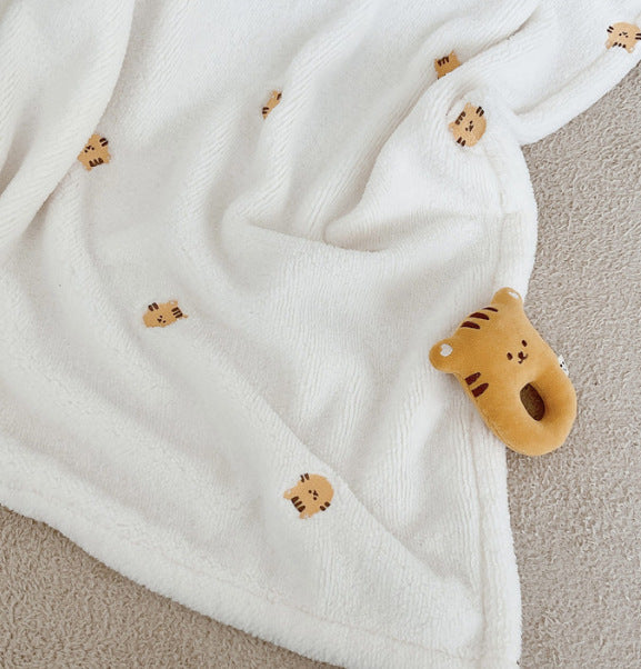 ✨ Ultra-Soft Bear Print Baby Blanket - Premium Cotton Coral Fleece
